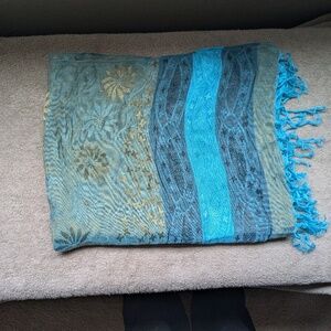 Long Blue and Gold Scarf